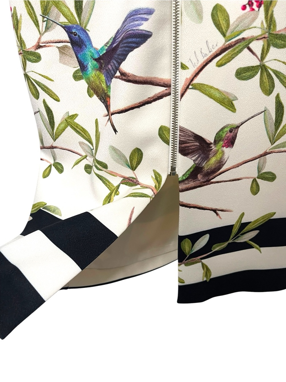 EUC TED BAKER Everly Highgrove Hummingbird Blossom Bodycon Dress L/10 - Picture 13 of 16
